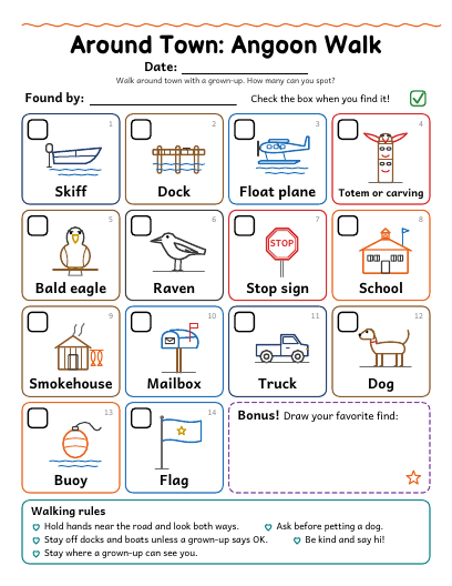 Preview of the Around Town: Angoon Walk sheet