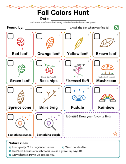 Preview of the Fall Colors Hunt sheet