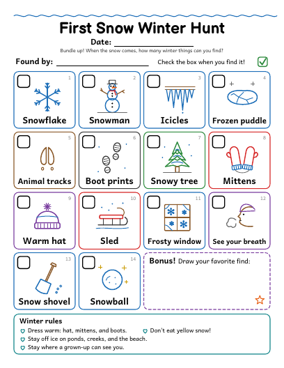 Preview of the First Snow Winter Hunt sheet