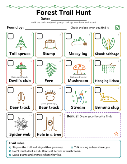 Preview of the Forest Trail Hunt sheet