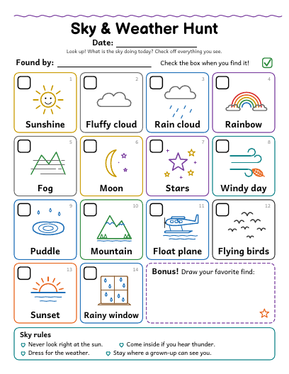 Preview of the Sky & Weather Hunt sheet
